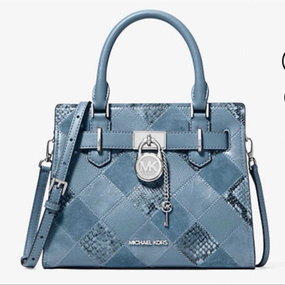MICHAEL KORS Hamilton Small Patchwork Satchel Crossbody Bag
Cornflower 
NWT - Picture 3 of 16